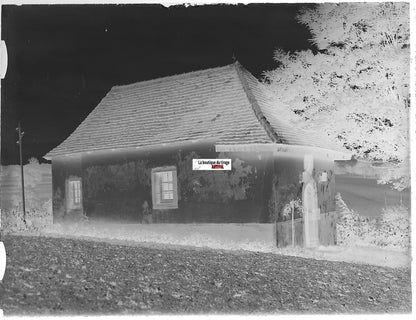 Marxhof, Niederhaslach, Plaque verre photo, négatif ancien noir & blanc 9x12 cm