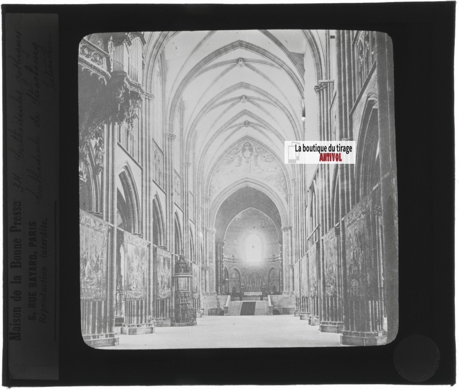 Cathédrale Notre-Dame de Strasbourg, photo plaque verre, positif 8,5x10 cm