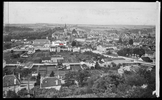 Plaque verre photo négatif noir & blanc 9x14 cm Neufchâteau ville, Vosges