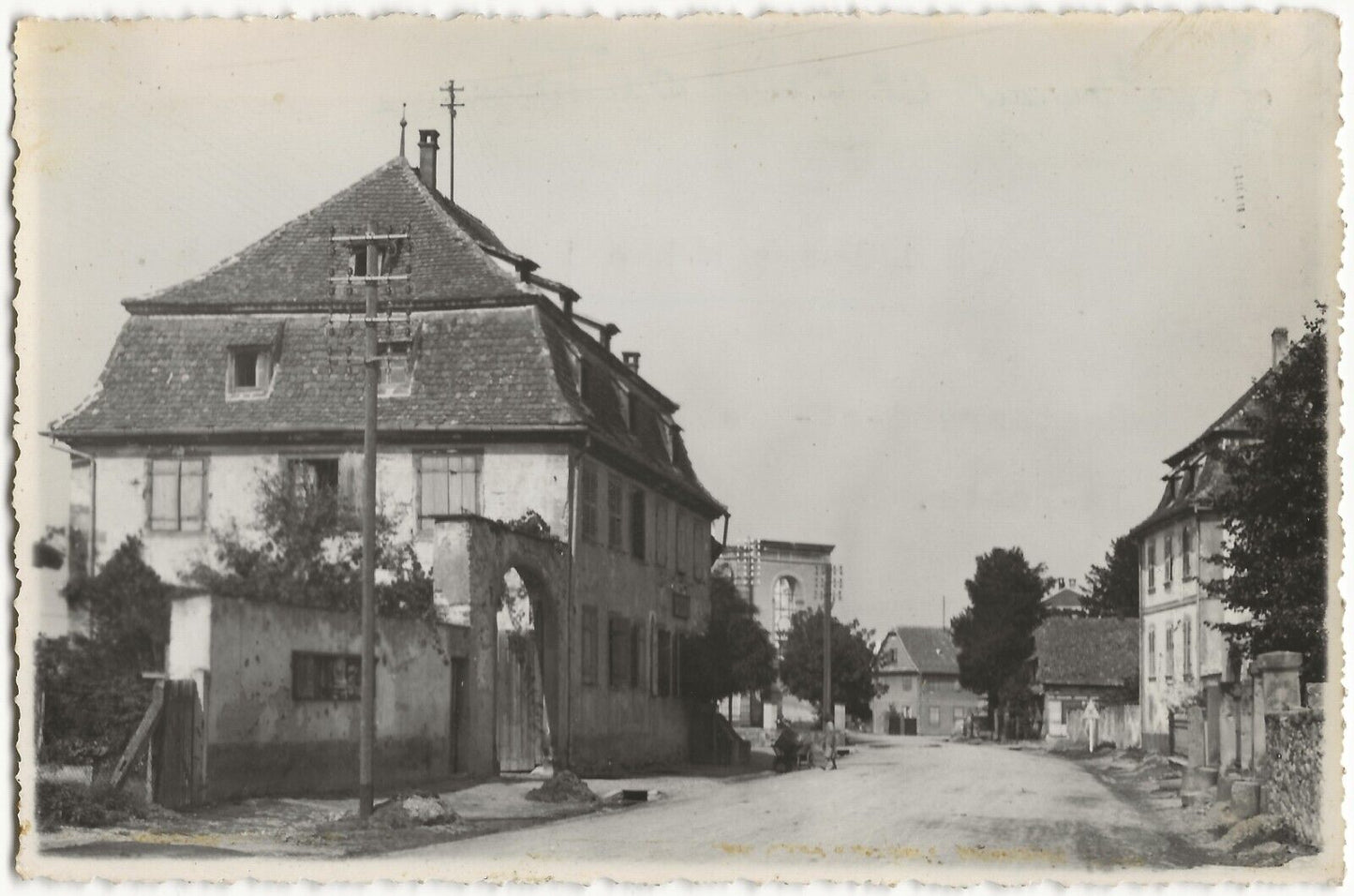 Plaque verre photo vintage, négatif noir & blanc 9x14 cm, Hilsenheim, Alsace