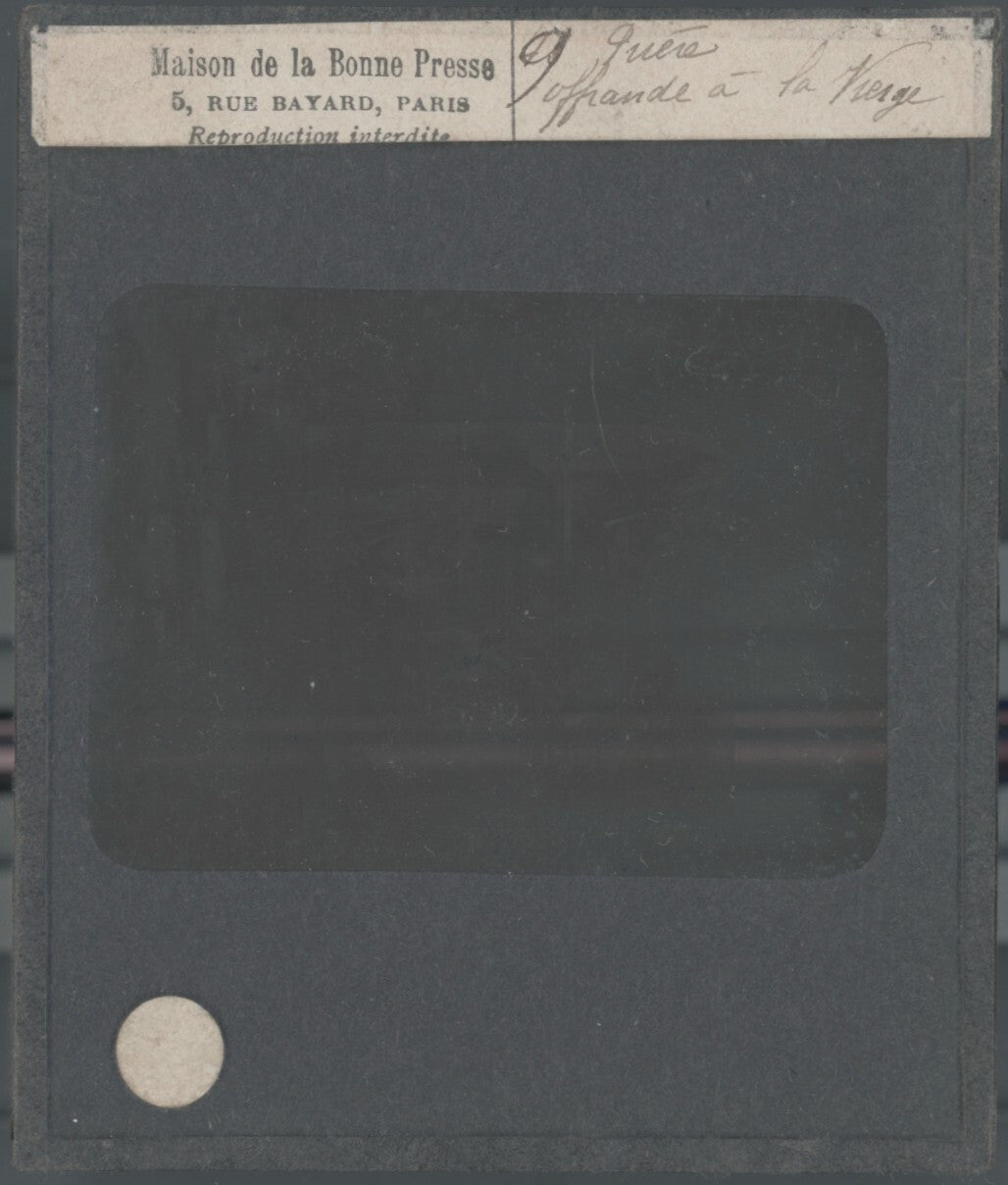 Scène religieuse, dessin, peinture, ancienne plaque de verre, positif 8,5x10 cm