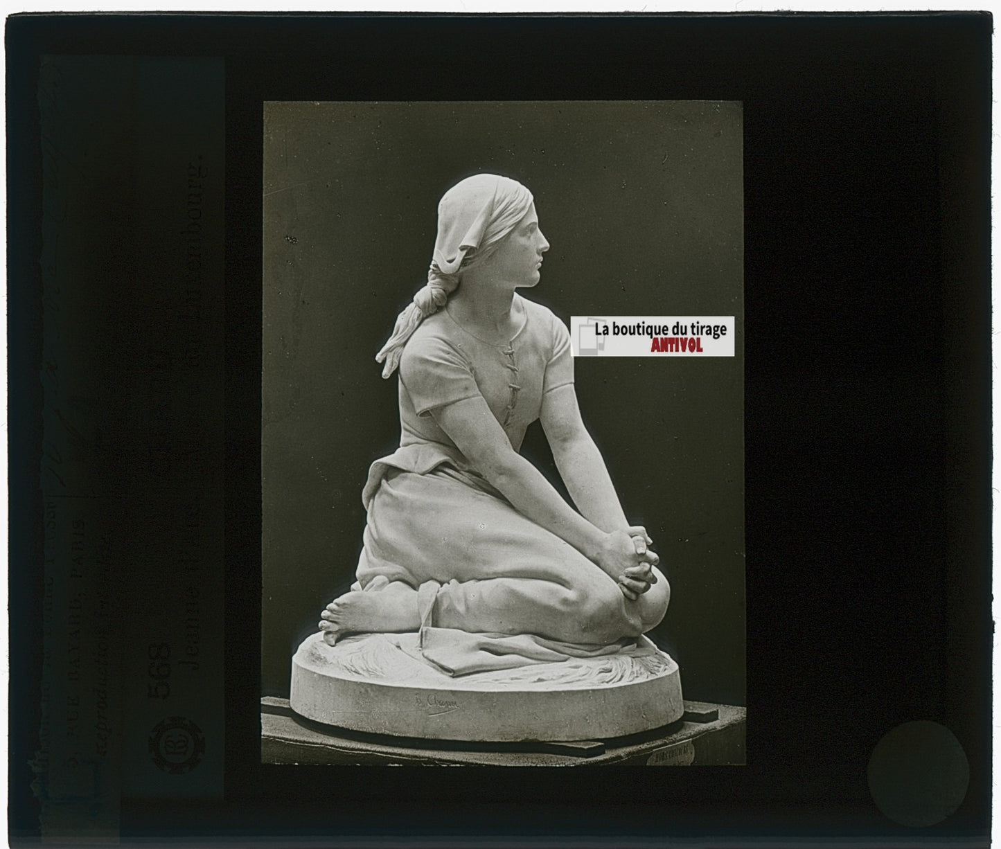 Jeanne d’Arc, Paris, photo plaque verre, noir & blanc, positif 8,5x10 cm