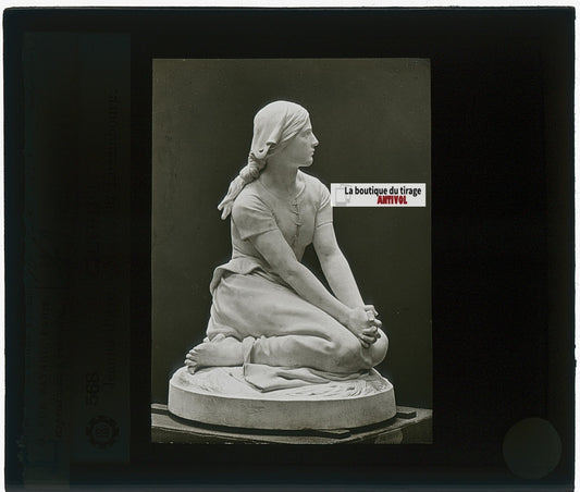 Jeanne d’Arc, Paris, photo plaque verre, noir & blanc, positif 8,5x10 cm