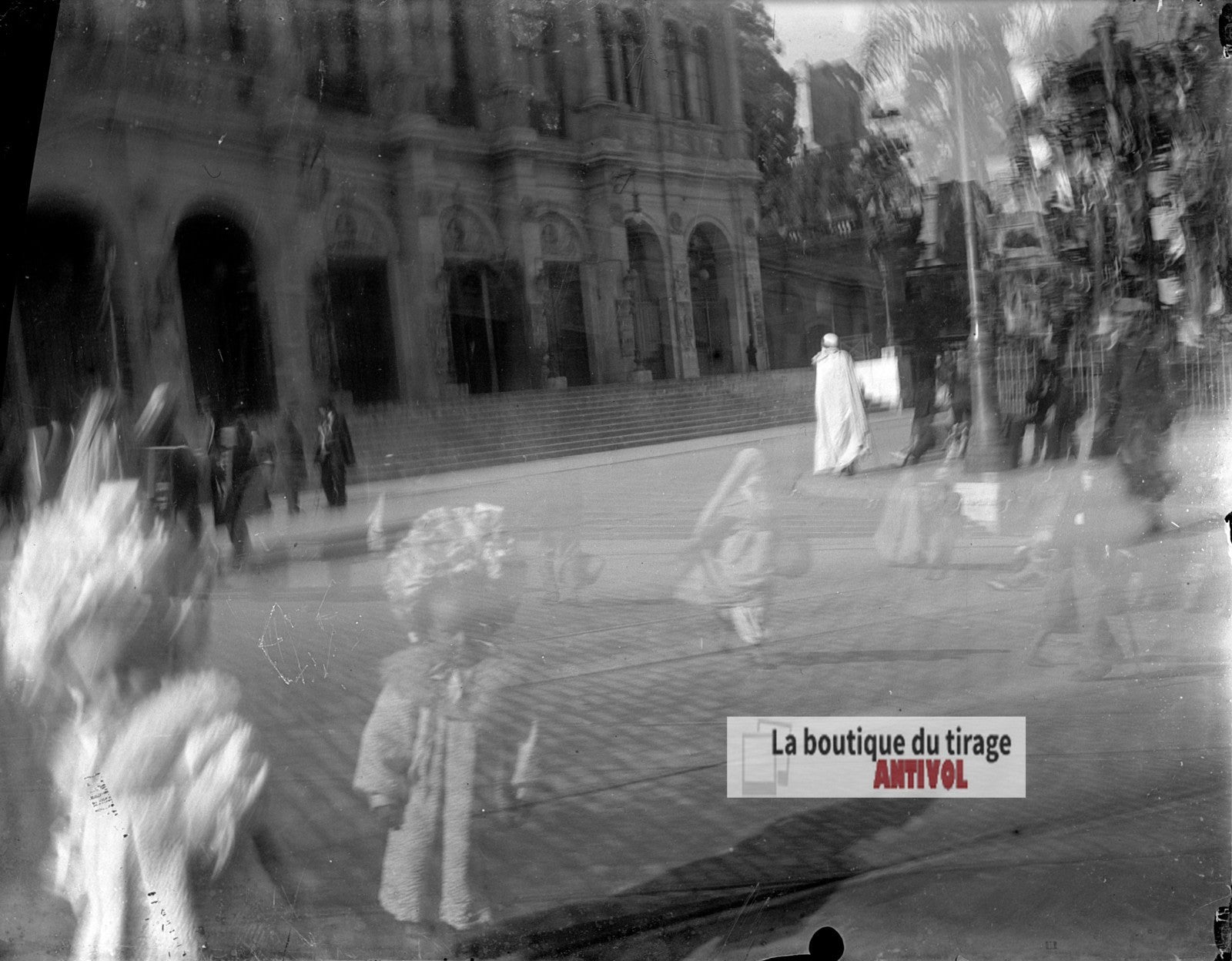 Alger, Algérie,Opéra, personnages, plaque verre photo ancienne, négatif 9x12 cm