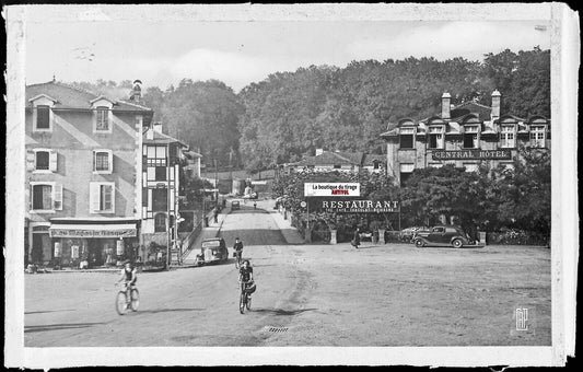 Saint-Jean-Pied-de-Port, Plaque verre photo, négatif noir & blanc 9x14 cm