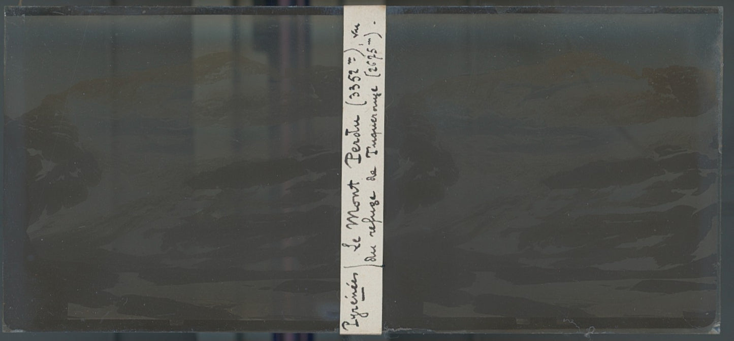Mont Perdu Pyrénées, plaque verre, photo ancienne stéréo, noir & blanc 6x13 cm