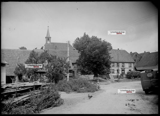 Plaque verre photo ancienne négatif noir et blanc 13x18 cm Brumath Fleischel