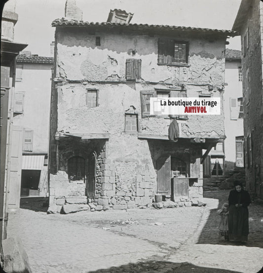 Craponne-sur-Arzon, village, photo ancienne plaque de verre, positif 8,5x10 cm