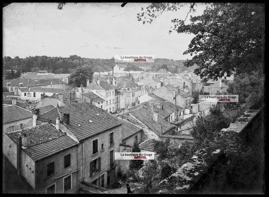 Plaque verre photo négatif noir et blanc 13x18 cm Bourbonne-les-Bains