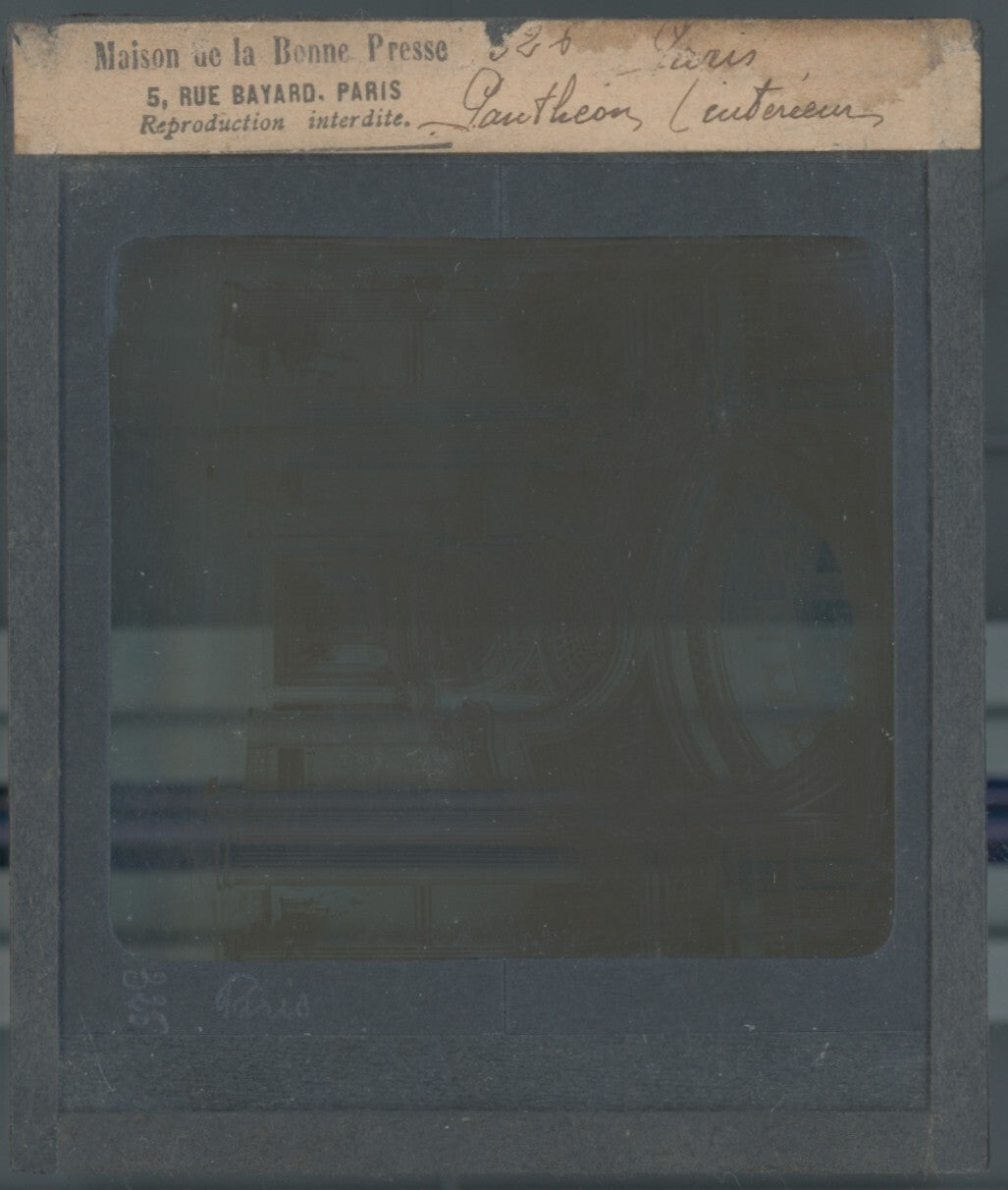 Panthéon, capitale Paris France, photo ancienne plaque verre, positif 8,5x10 cm