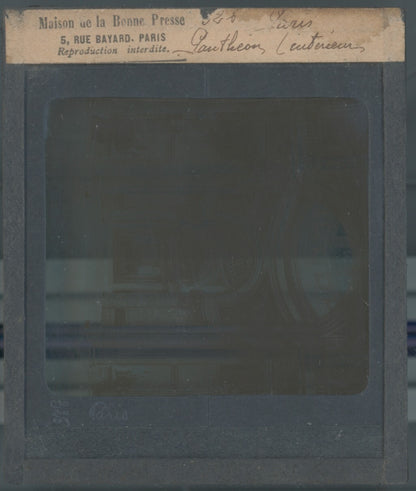 Panthéon, capitale Paris France, photo ancienne plaque verre, positif 8,5x10 cm