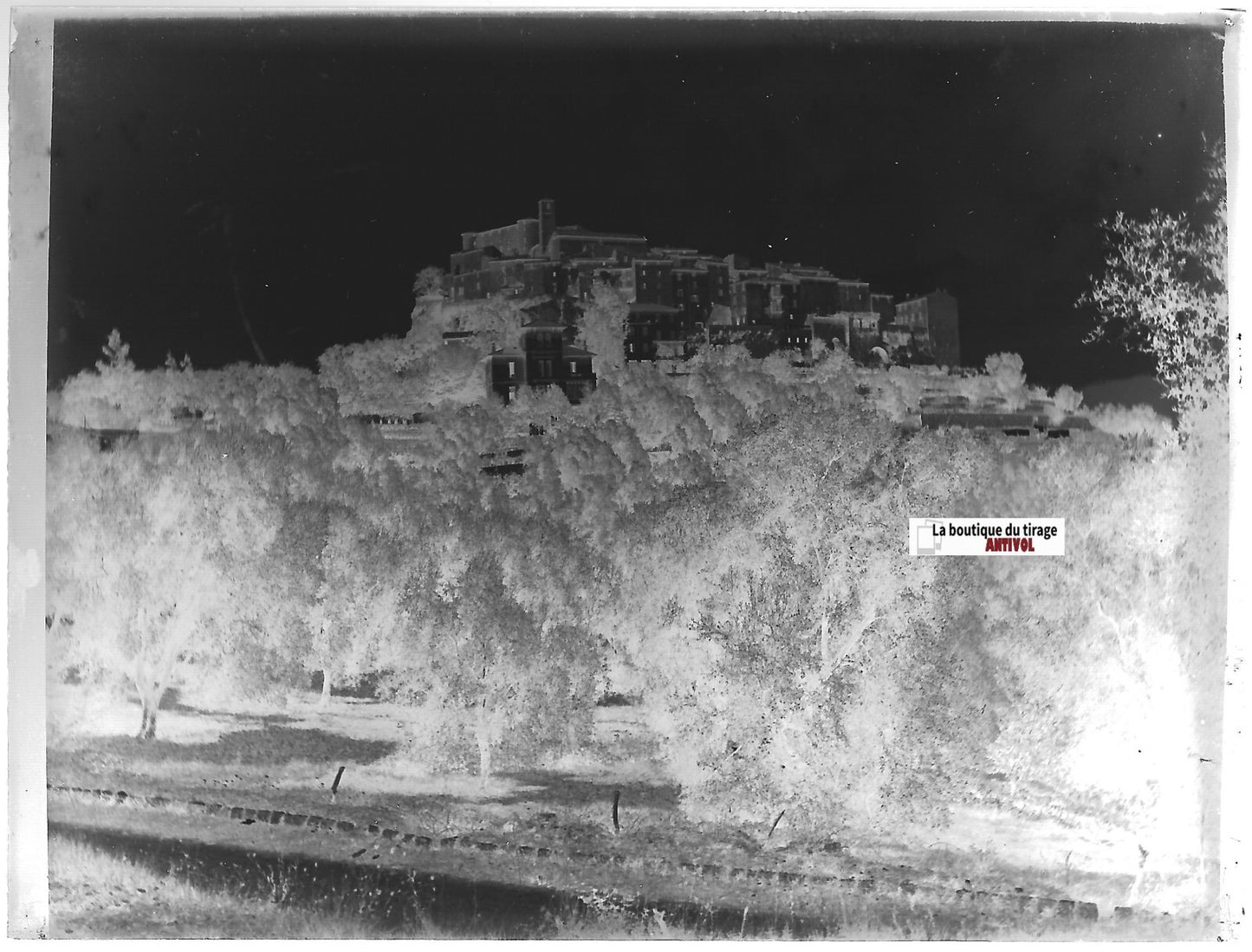 Carros, Provence, Plaque verre photo ancienne, négatif noir & blanc 9x12 cm