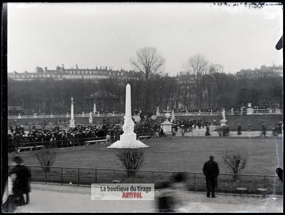 Jardin du Luxembourg, Paris, plaque verre, photo ancienne, négatif 9x12 cm
