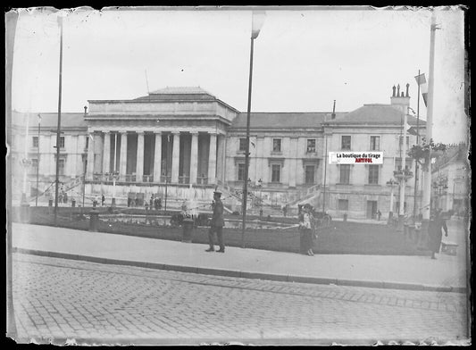 Tours, Palais de Justice, Plaque verre photo, négatif noir & blanc 6x9 cm