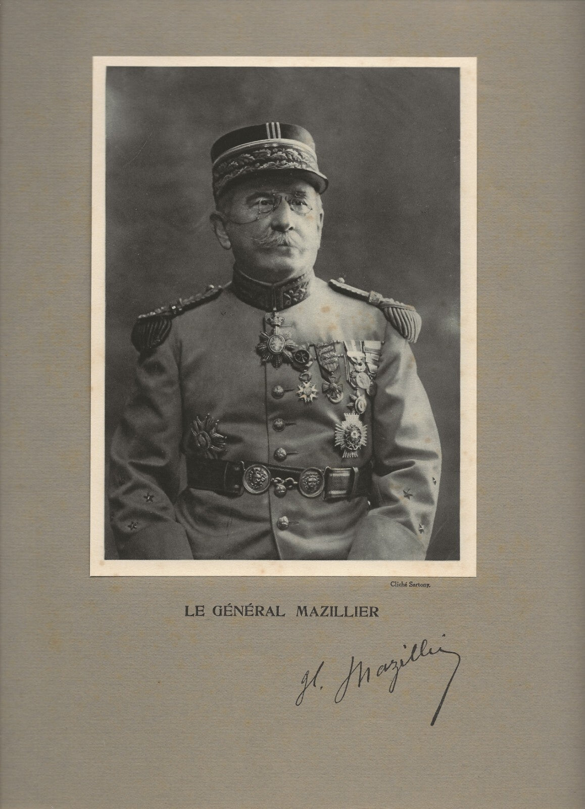 Photo ancienne, portrait militaire général Mazillier, cliché Sartony, France