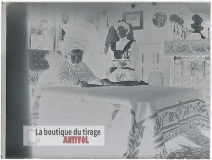 Intérieur bourgeois, France, plaque verre, photo ancienne, négatif 9x12 cm