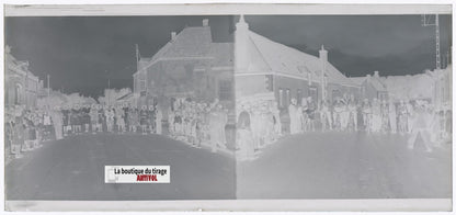 Course cycliste, France, plaque verre, photo ancienne, négatif N&B 6x13 cm