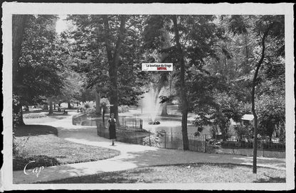 Plaque verre ancienne photo négatif noir & blanc 9x14 cm, Vichy, dame, parc