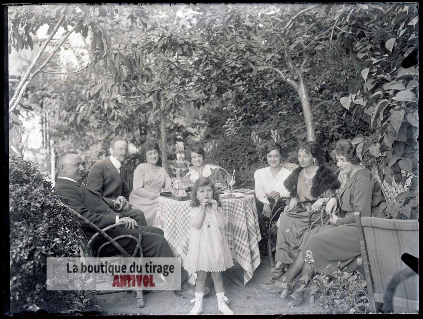 Photo de famille, France, plaque verre, photo ancienne, négatif 9x12 cm
