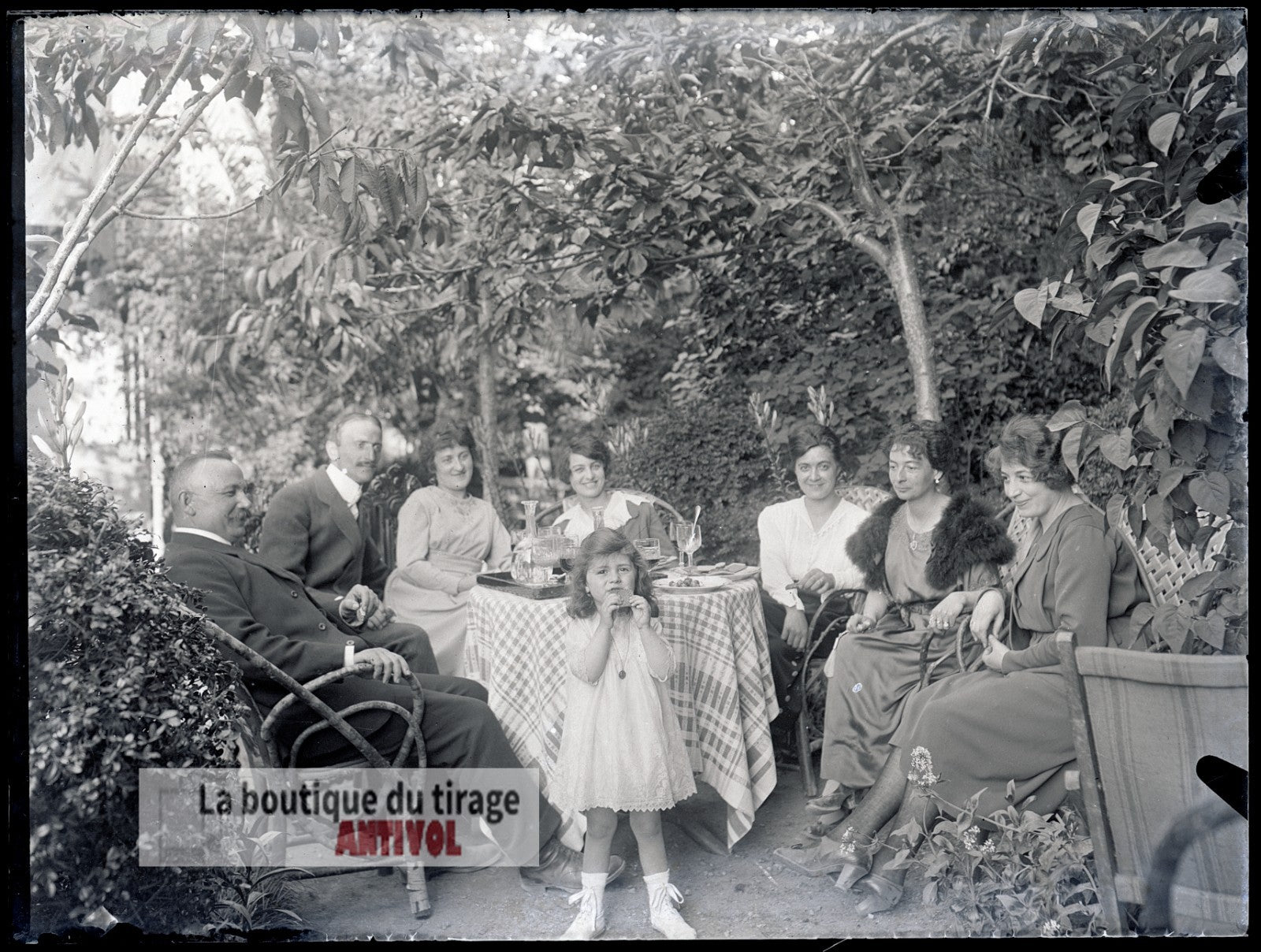 Photo de famille, France, plaque verre, photo ancienne, négatif 9x12 cm