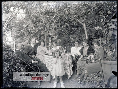 Photo de famille, France, plaque verre, photo ancienne, négatif 9x12 cm