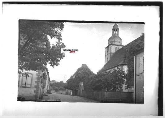 Plaque verre photo ancienne positif noir & blanc 13x18 cm Sarre-Union église