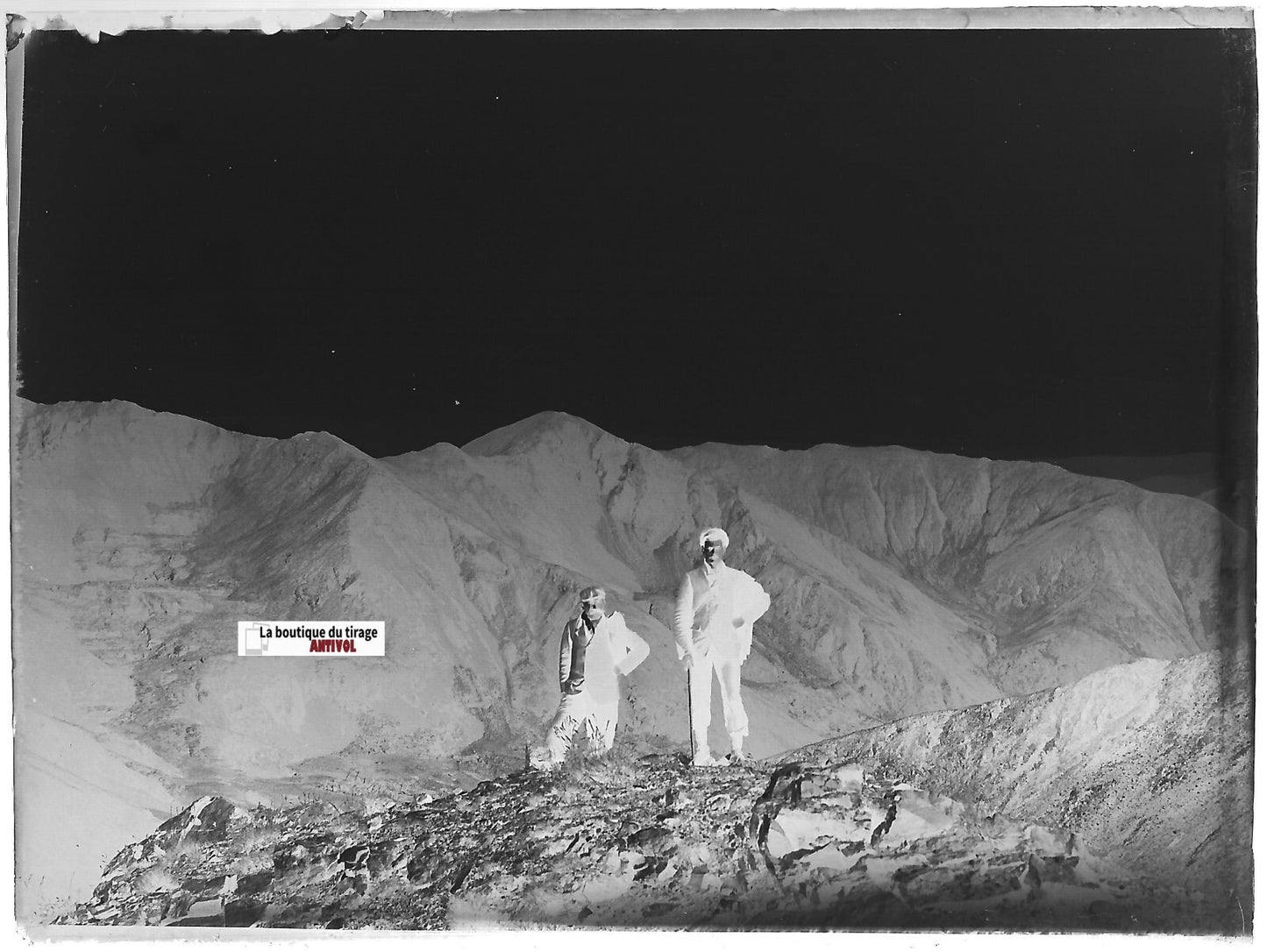 Le Perthus, montagne, Plaque verre photo, négatif noir & blanc 9x12 cm France