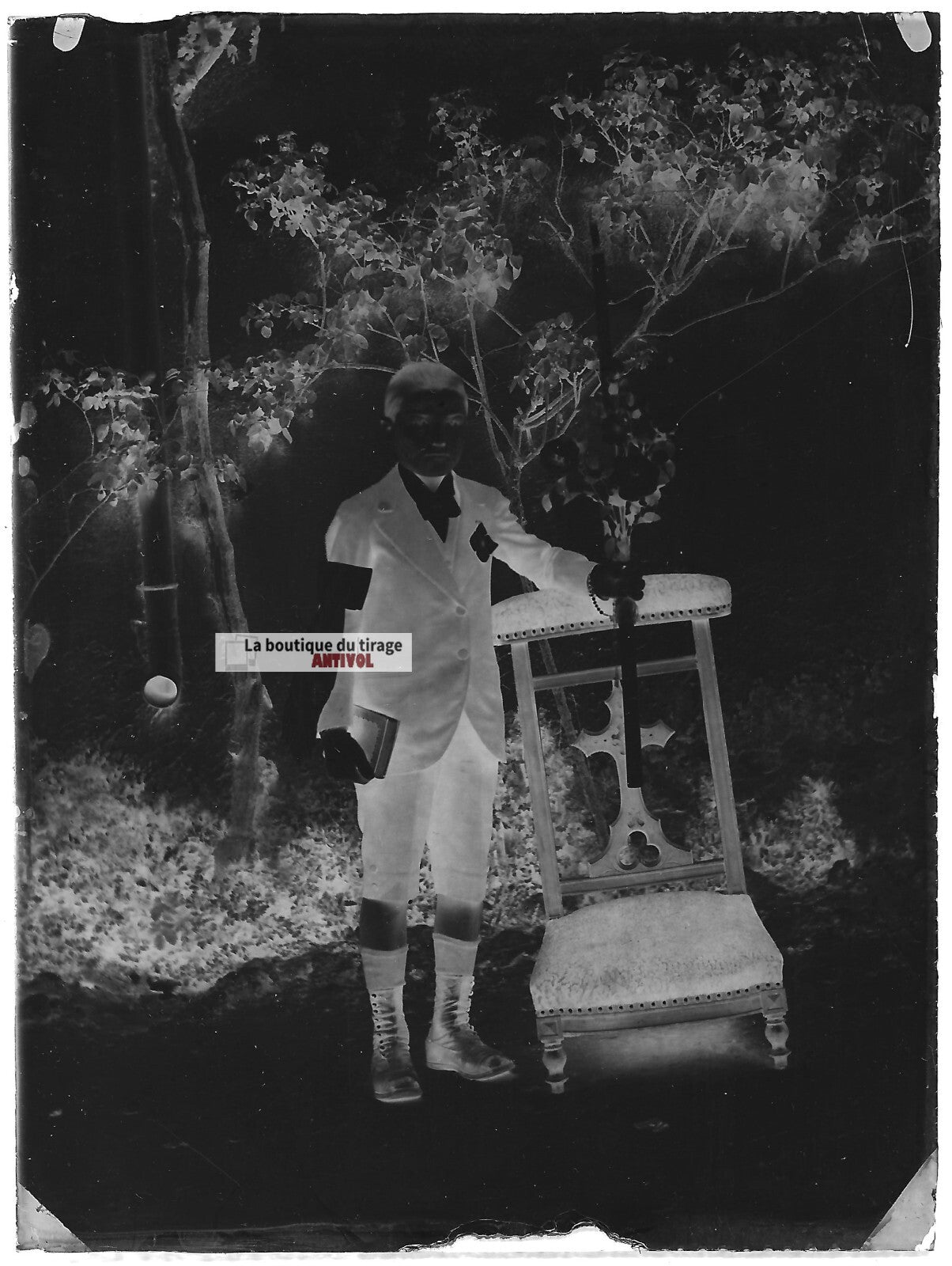 Plaque verre photo ancienne négatif noir et blanc 9x12 cm jeune garçon vintage 