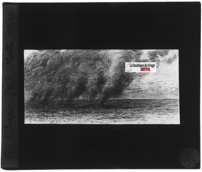 Matthieu, scène religieuse, dessin peinture plaque de verre, positif 8,5x10 cm