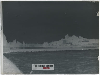 La Marne à Joinville-le-Pont, plaque verre, photo ancienne, négatif 9x12 cm