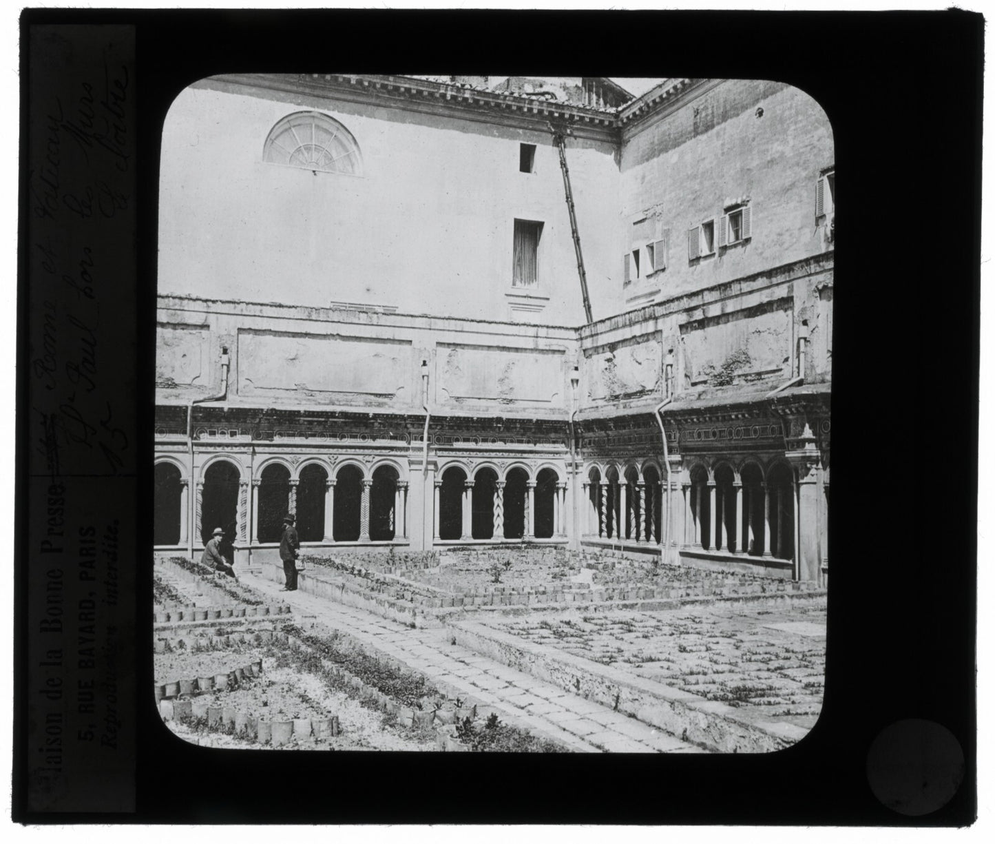 Basilique Saint-Paul-Hors-Les-Murs, Rome, photo plaque verre, positif 8,5x10 cm