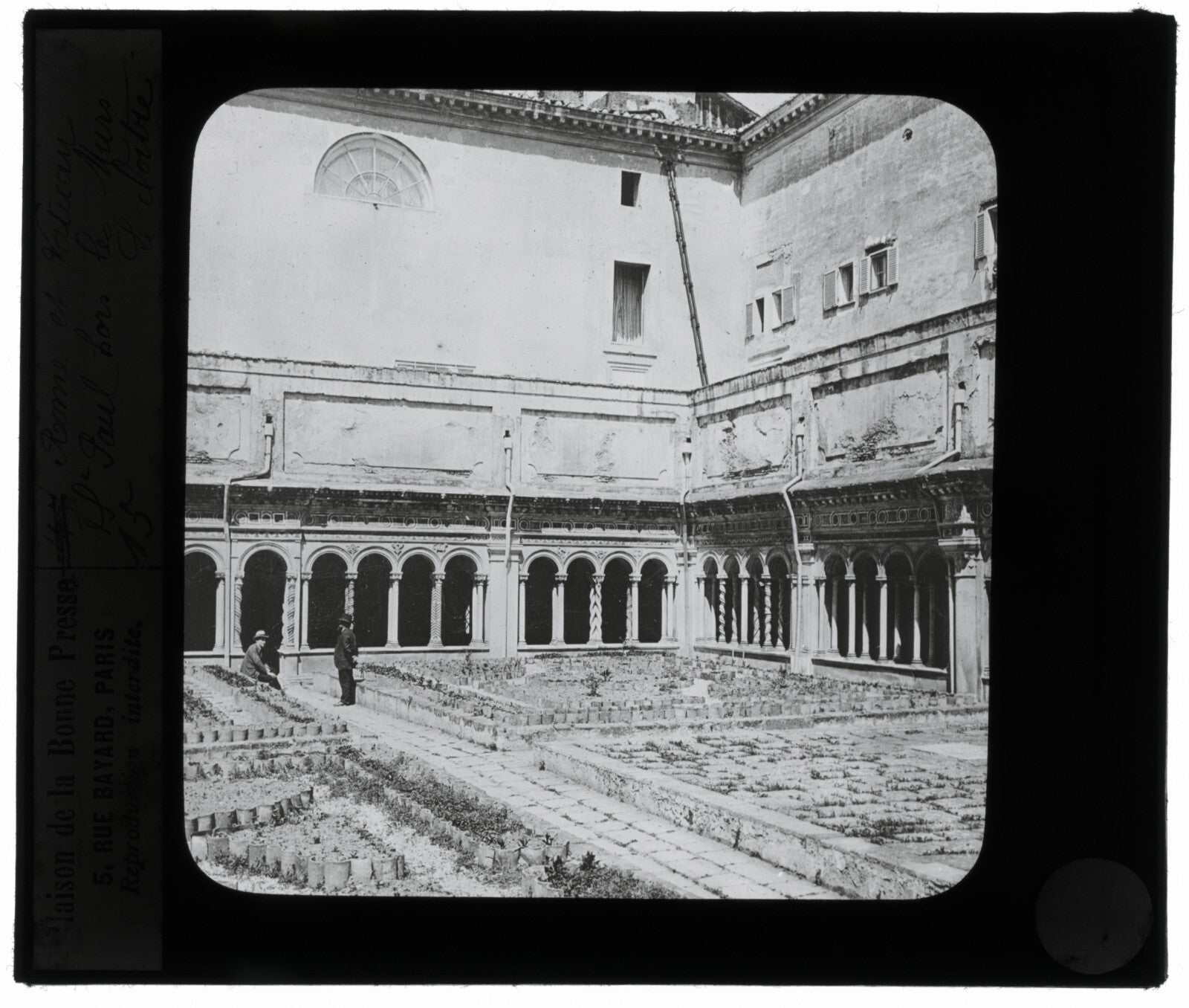 Basilique Saint-Paul-Hors-Les-Murs, Rome, photo plaque verre, positif 8,5x10 cm
