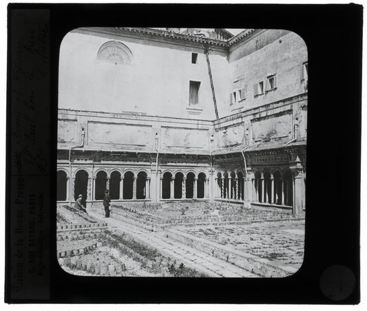 Basilique Saint-Paul-Hors-Les-Murs, Rome, photo plaque verre, positif 8,5x10 cm