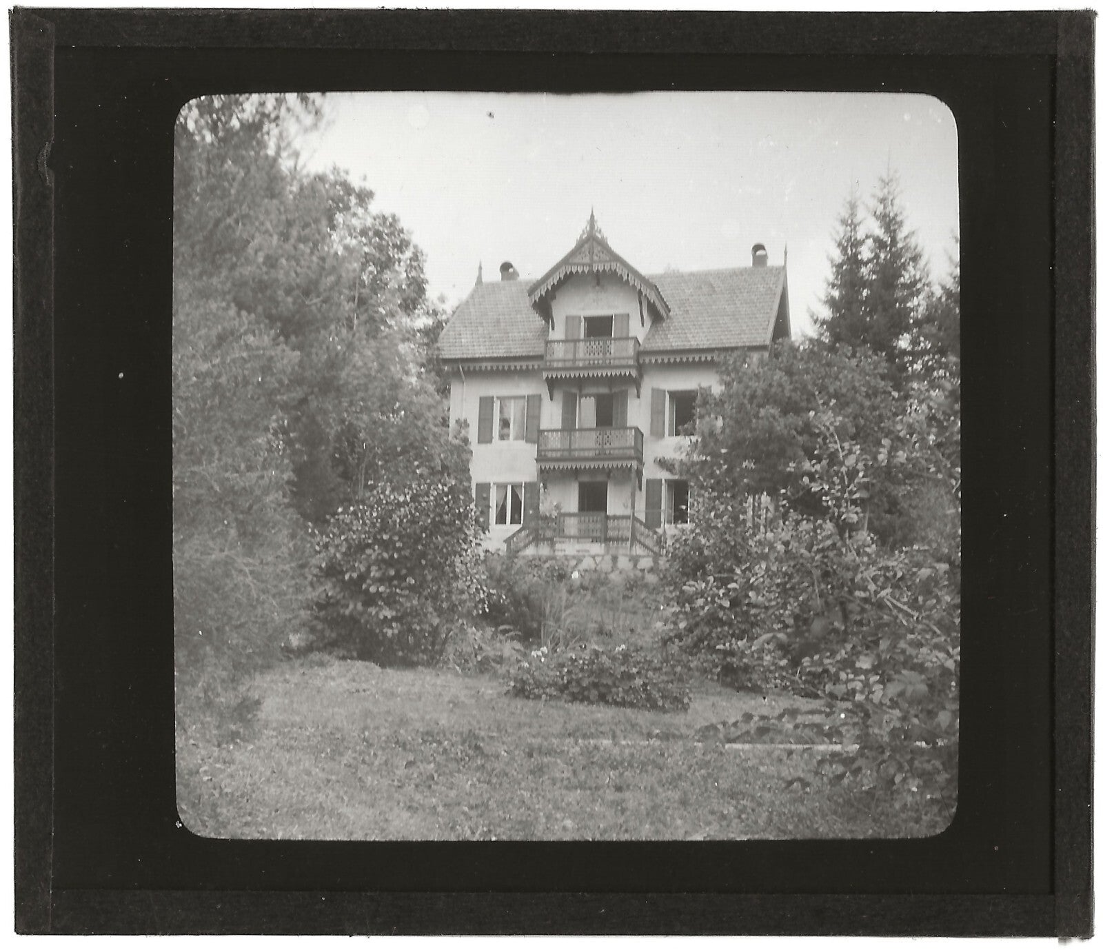 Châlet Vosges, nature France, photo ancienne plaque de verre, positif 8,5x10 cm