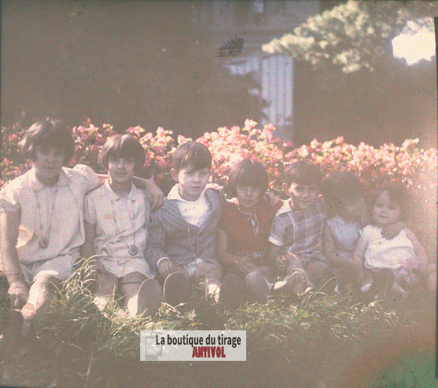 Villa Bruyères Écully, plaque verre, photo ancienne stéréo 6x13 cm Autochrome