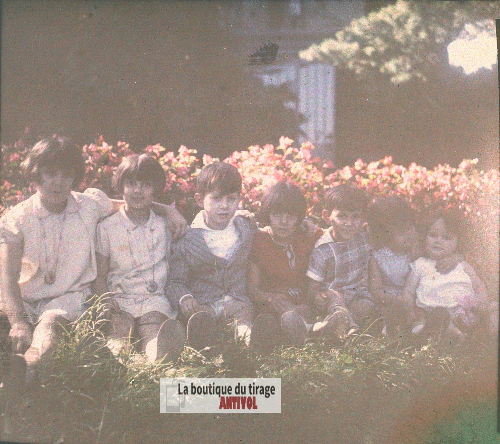 Villa Bruyères Écully, plaque verre, photo ancienne stéréo 6x13 cm Autochrome