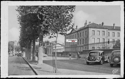 Clermont-Ferrand, voitures, Plaque verre, photo négatif noir & blanc 9x14 cm