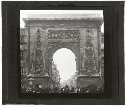Porte Saint-Denis, Paris, photo plaque de verre, positif 8,5x10 cm