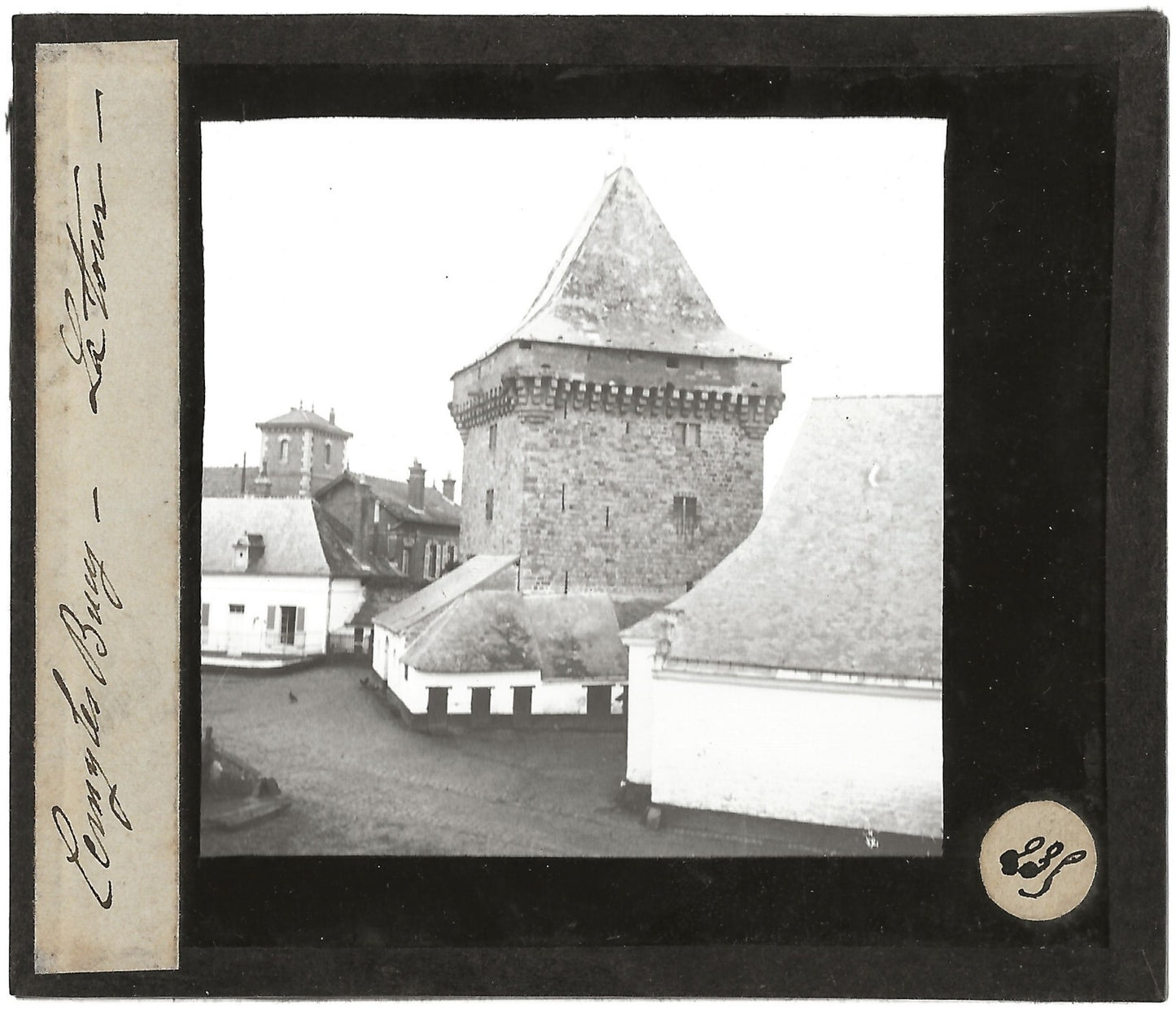 La Tour, Cerny-lès-Bucy, photo ancienne plaque de verre, positif 8,5x10 cm