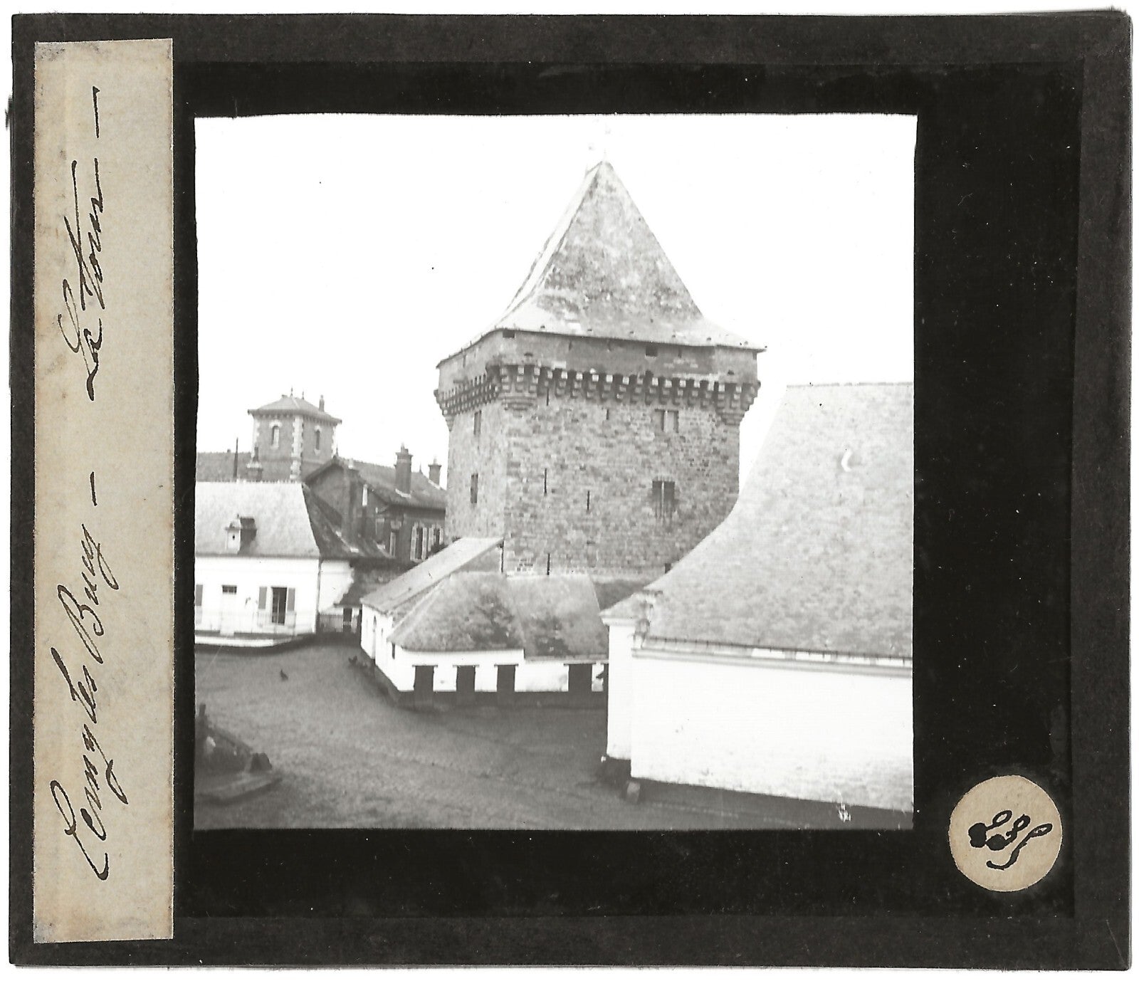 La Tour, Cerny-lès-Bucy, photo ancienne plaque de verre, positif 8,5x10 cm