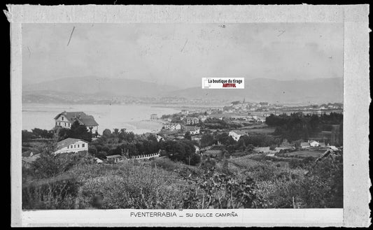 Plaque verre photo vintage négatif noir & blanc 9x14 cm Fuenterrabia 0914073