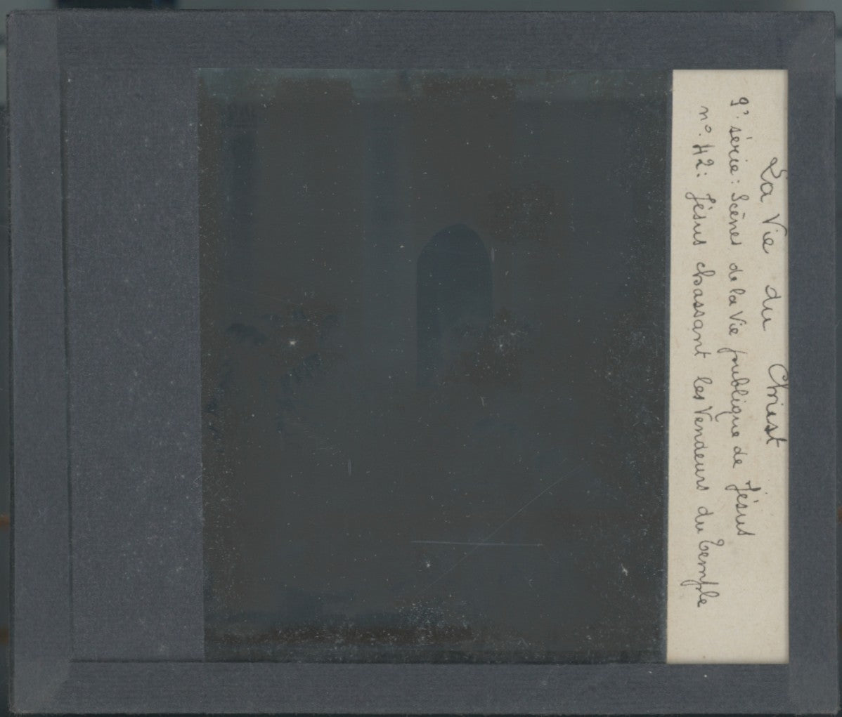 Vendeurs du Temple, photo plaque verre, noir & blanc, positif 8,5x10 cm