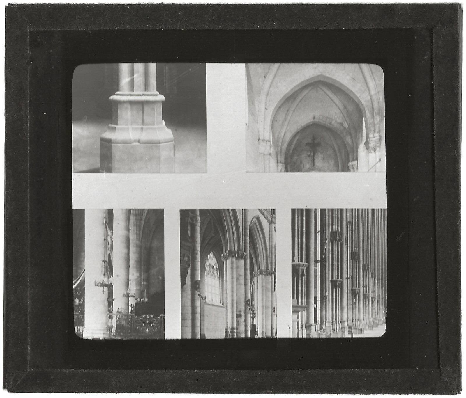 Cathédrale gothique France, photo ancienne plaque de verre, positif 8,5x10 cm
