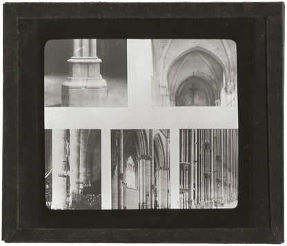 Cathédrale gothique France, photo ancienne plaque de verre, positif 8,5x10 cm