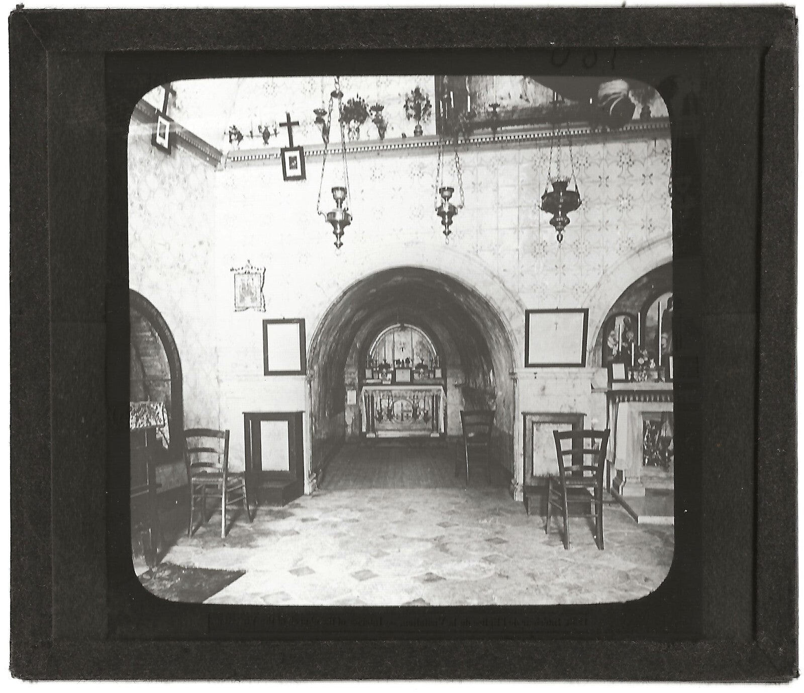 Eglise de la Flagellation, photo ancienne plaque de verre, positif 8,5x10 cm