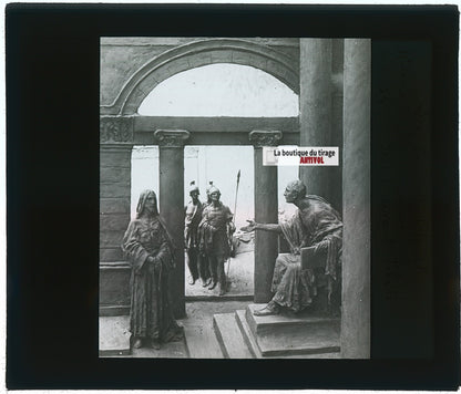 Jésus devant Pilate, photo plaque verre, noir & blanc, positif 8,5x10 cm