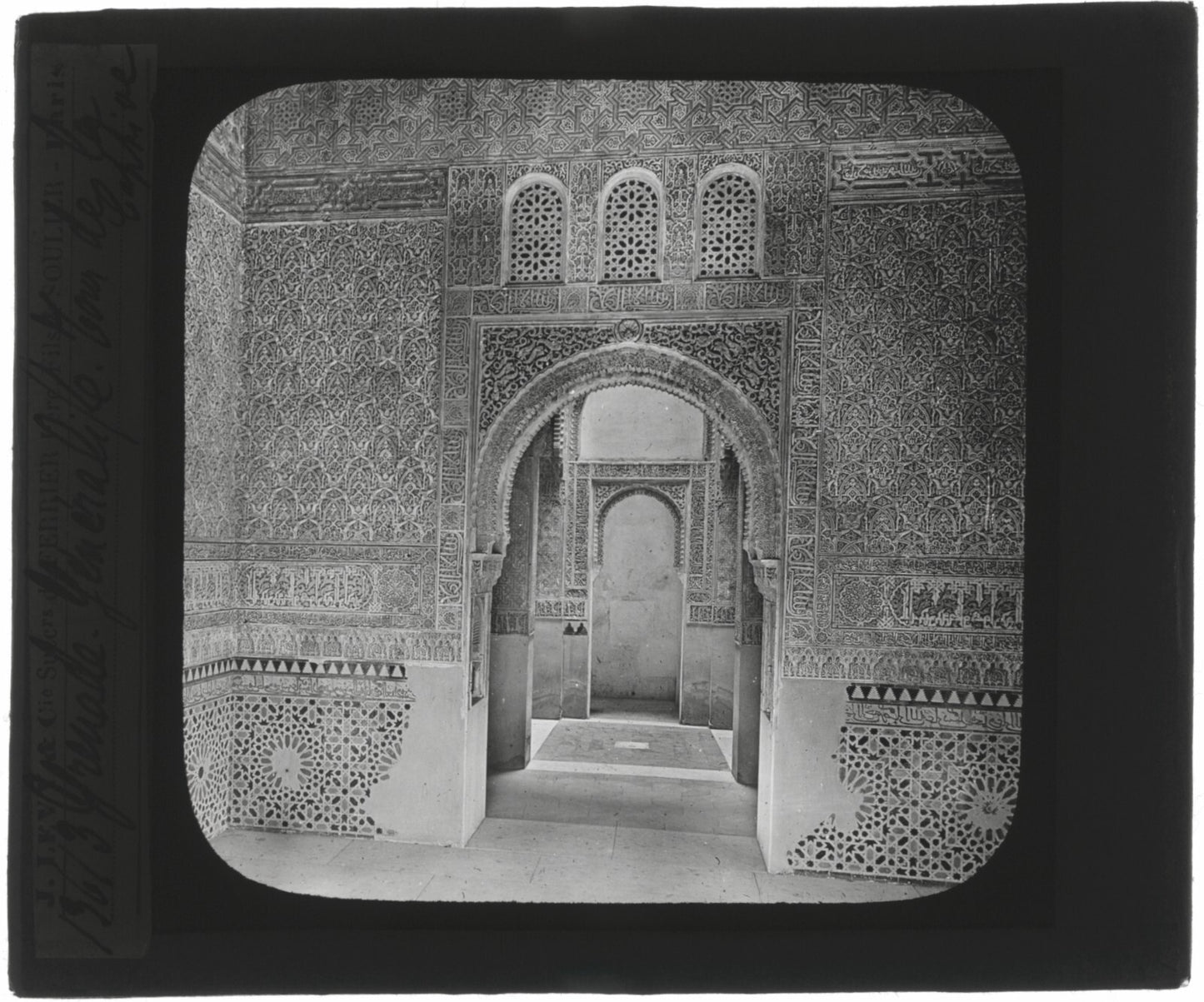 Grenade, Alhambra, Tour de la Captive, photo plaque de verre, positif 8,5x10 cm