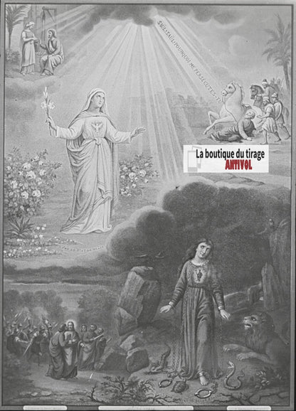 Scène religieuse, catéchisme, dessin peinture, plaque verre, positif 8,5x10 cm