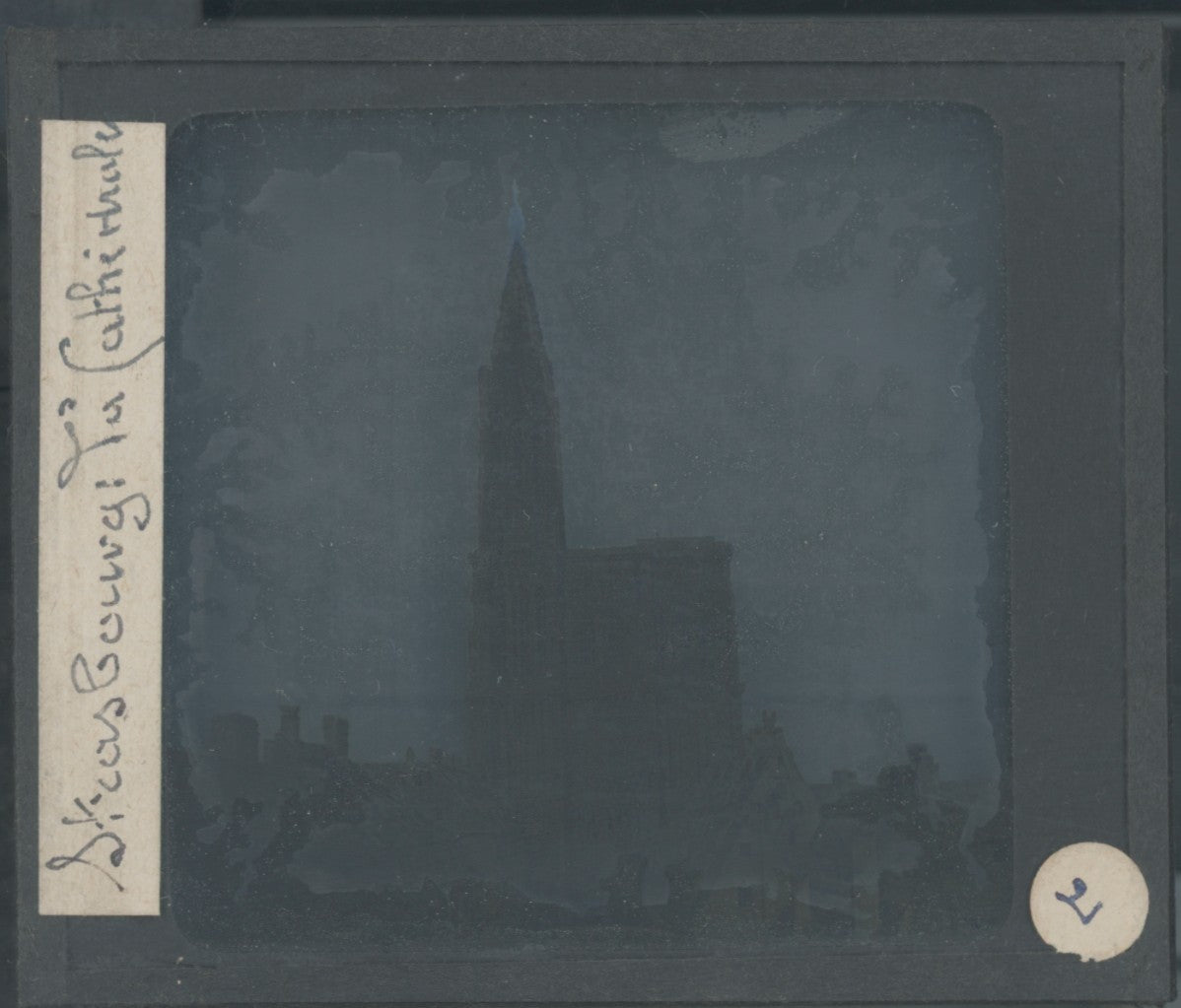 Cathédrale de Strasbourg, photo plaque verre, noir & blanc, positif 8,5x10 cm
