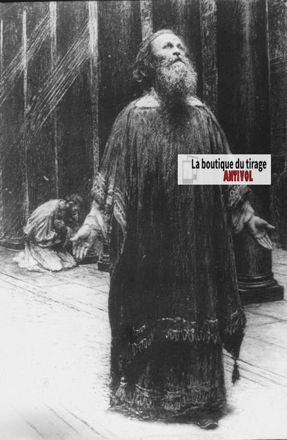 Luc, scène religieuse, dessin peinture plaque de verre, positif 8,5x10 cm